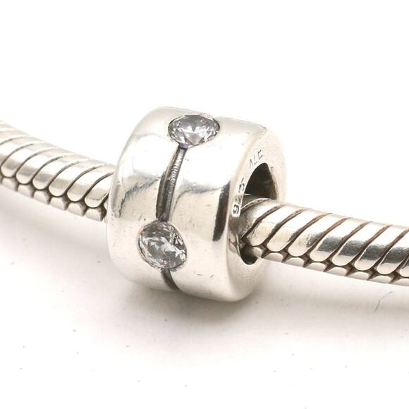 Authentic PANDORA Silver Band with Clear CZ Charm - 790172CZ - Picture 3 of 9